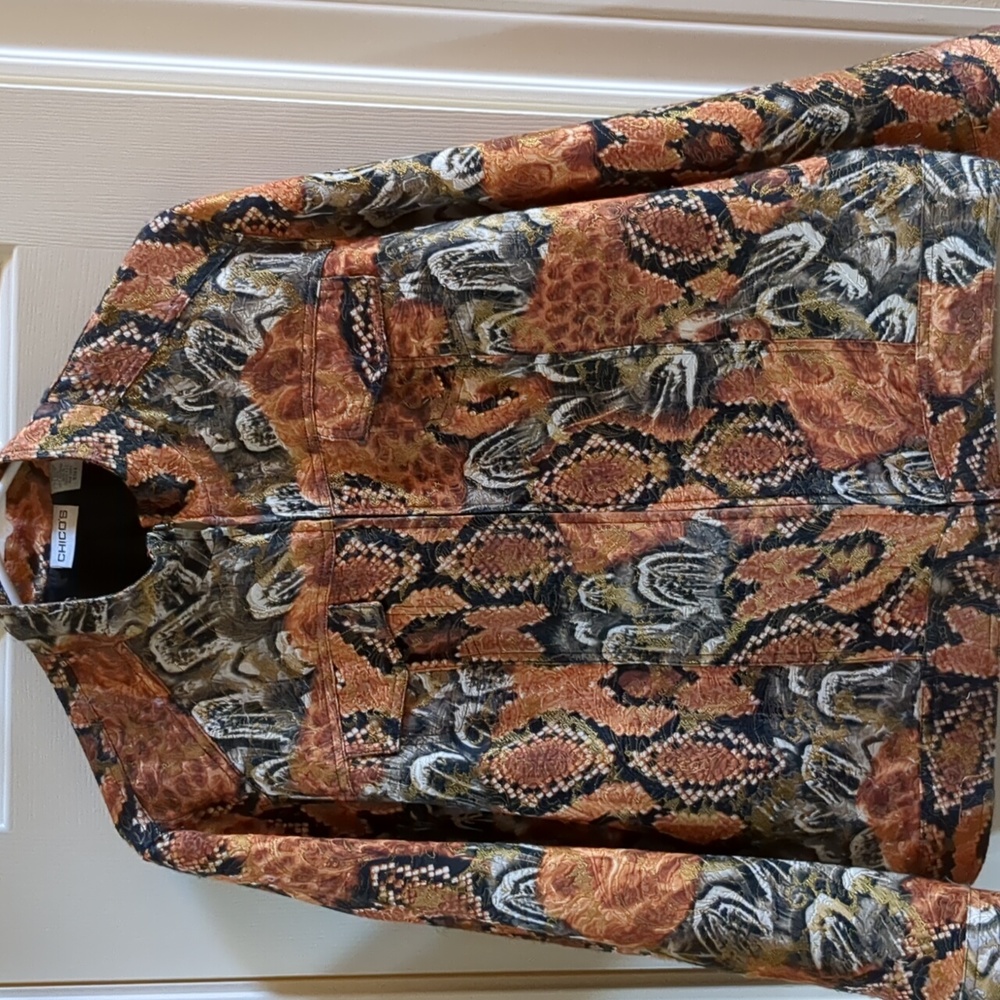 Chico's Jacket animal print size 2 orange&black.